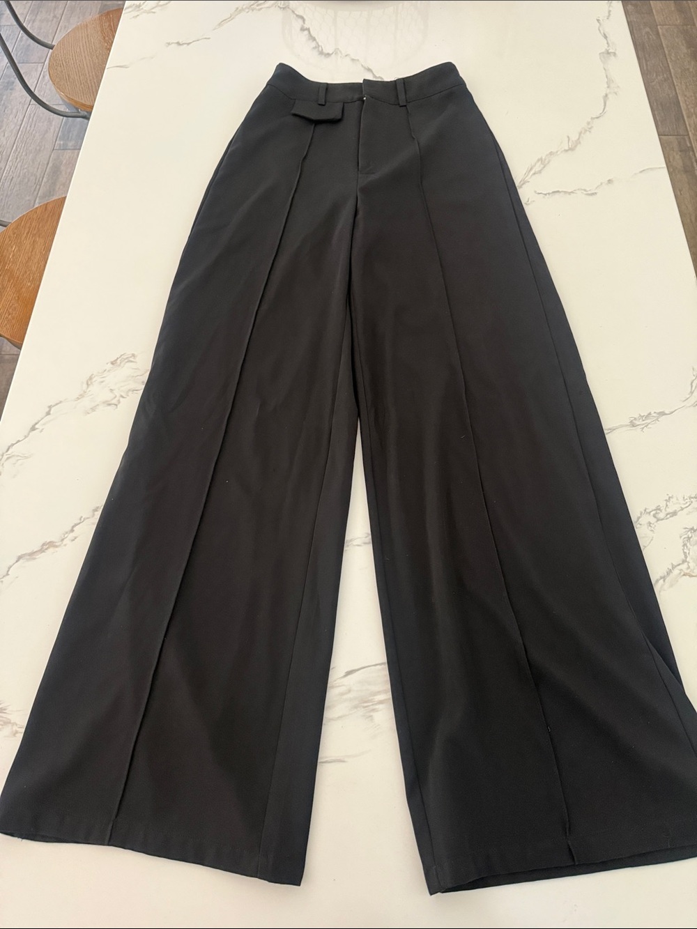 SHEIN Black High-Rise Wide-Leg Dress Pants